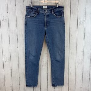 AGOLDE Medium Wash Toni Mid Rise Straight Leg Cropped Ankle Denim Jeans Size 30